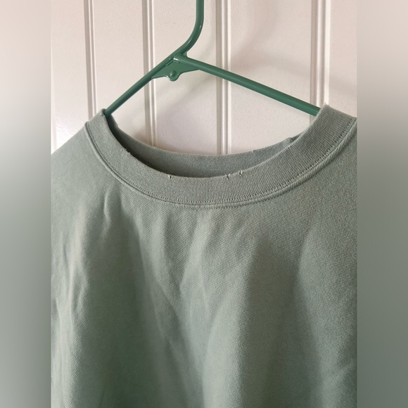 American Eagle Outfitters Distressed Neckline Seafoam Green Crewneck Sweatshirt - Picture 2 of 4
